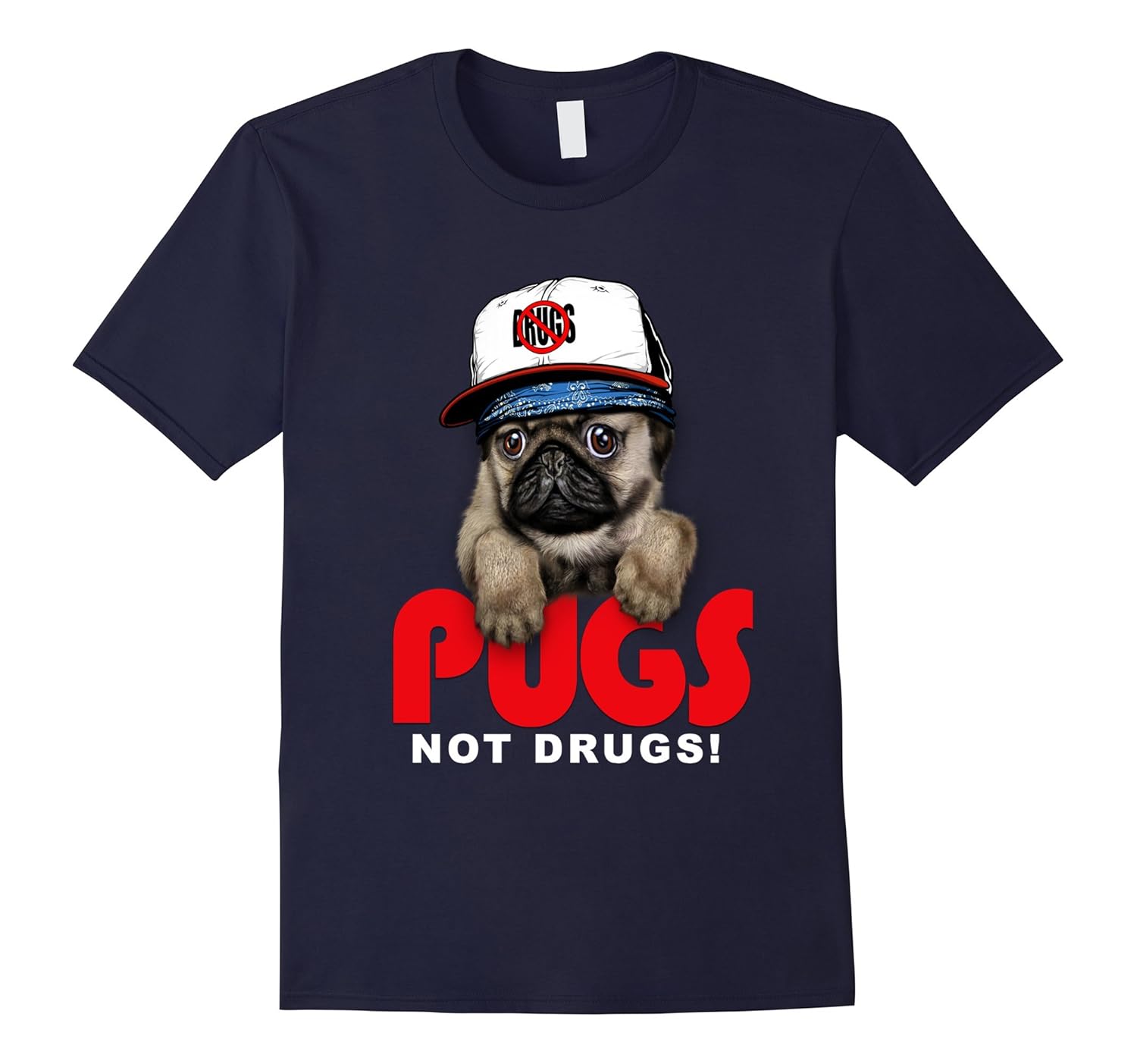 Pugs Not Drugs, Rapper Dog in Hip Hop Culture Cap T-Shirt-ANZ