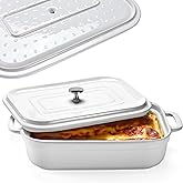 Stoneware Casserole With Lid - Rectangular Pan with Lid - Covered Stoneware Cookware Pans Stone Set - Freezer & Oven Safe Stone Bakeware for Baking, Lasagna, and Other Baked Dish, and Food Deep