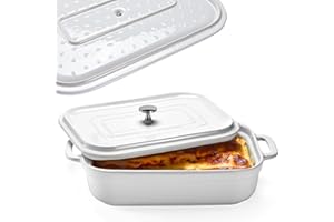 Stoneware Casserole With Lid - Rectangular Pan with Lid - Covered Stoneware Cookware Pans Stone Set - Freezer & Oven Safe Sto