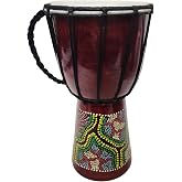 DJEMBE DRUM BONGO CONGO 12" TALL HAND CARVED AFRICAN ABORIGINAL WOOD HAND PAINTED IMPORTER DIRECT TO YOU