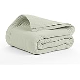 Salt Earth 100% Cotton Muslin Throw Blanket, 80"X90" Queen 4 Layered Gauze Blanket Throw for Couch, Bed, Living Room, Home, Light Christmas Blankets and Throws for Christmas Gifts (Sea Foam)