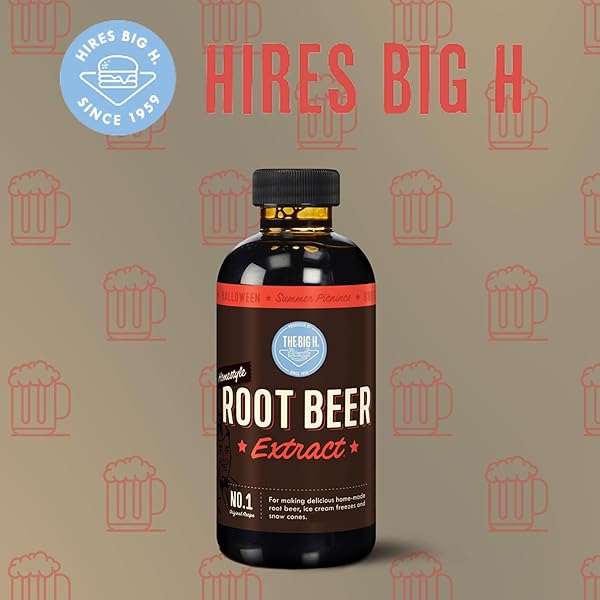 HIRES BIG H ROOT BEER EXTRACT, ROOT BEER SODA AND DESSERT SYRUP, 4 FL OZ (PACK OF 1)