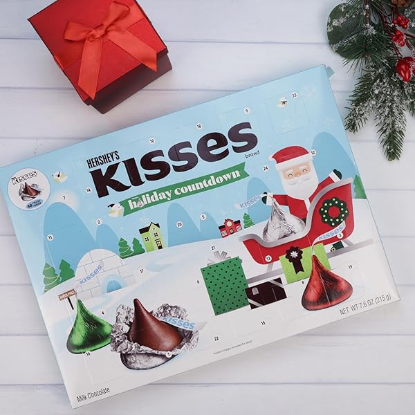 GALERIE 2025 HERSHEY KISSES ADVENT CALENDARS, COUNTDOWN TO CHRISTMAS WITH CHOCOLATE CANDIES, INDIVIDUALLY WRAPPED PIECES, 3.8 OUNCES EACH (PACK OF 2)
