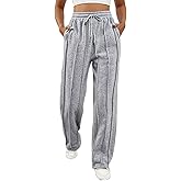 Women's Drawstring High Waisted Loose Fit Sweatpants - Straight Leg Casual Lounge Trousers with Pockets