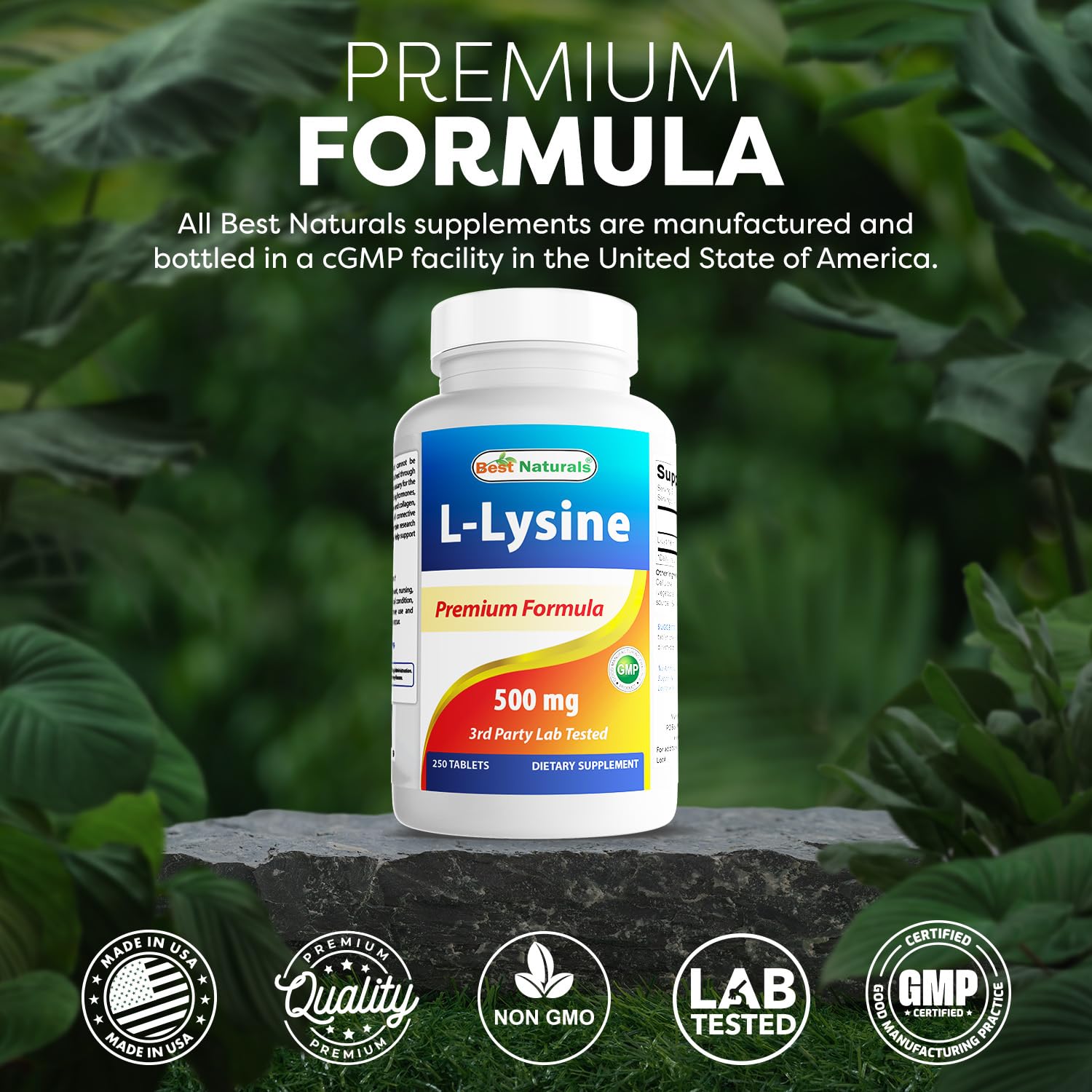 Best Naturals L-Lysine 500 mg 250 Tablets