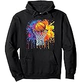 Basketball Colorful Drip Graphic Pullover Hoodie
