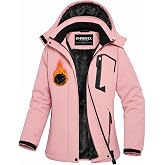 Women Winter Essential Coat Waterproof Windbreaker Ski Jacket | Ultra-soft Fleece Lining, Waterproof, Windproof, Adjustable Hood, Zip Pockets, Ski Hiking Travel