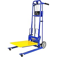 Goodyear Material Lift Winch Stacker, Pallet Truck Dolly, 330 Lbs 40" Max Lift w/ 8" Wheels, Swivel Casters [Patent Pending]