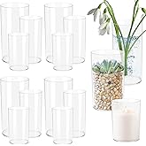 12 Set Clear Plastic Cylinder Vases (4pcs Each: 4", 6", 8") – Decorative Centerpiece Vase for Flowers, Floating Candles, Wedding & Home Décor