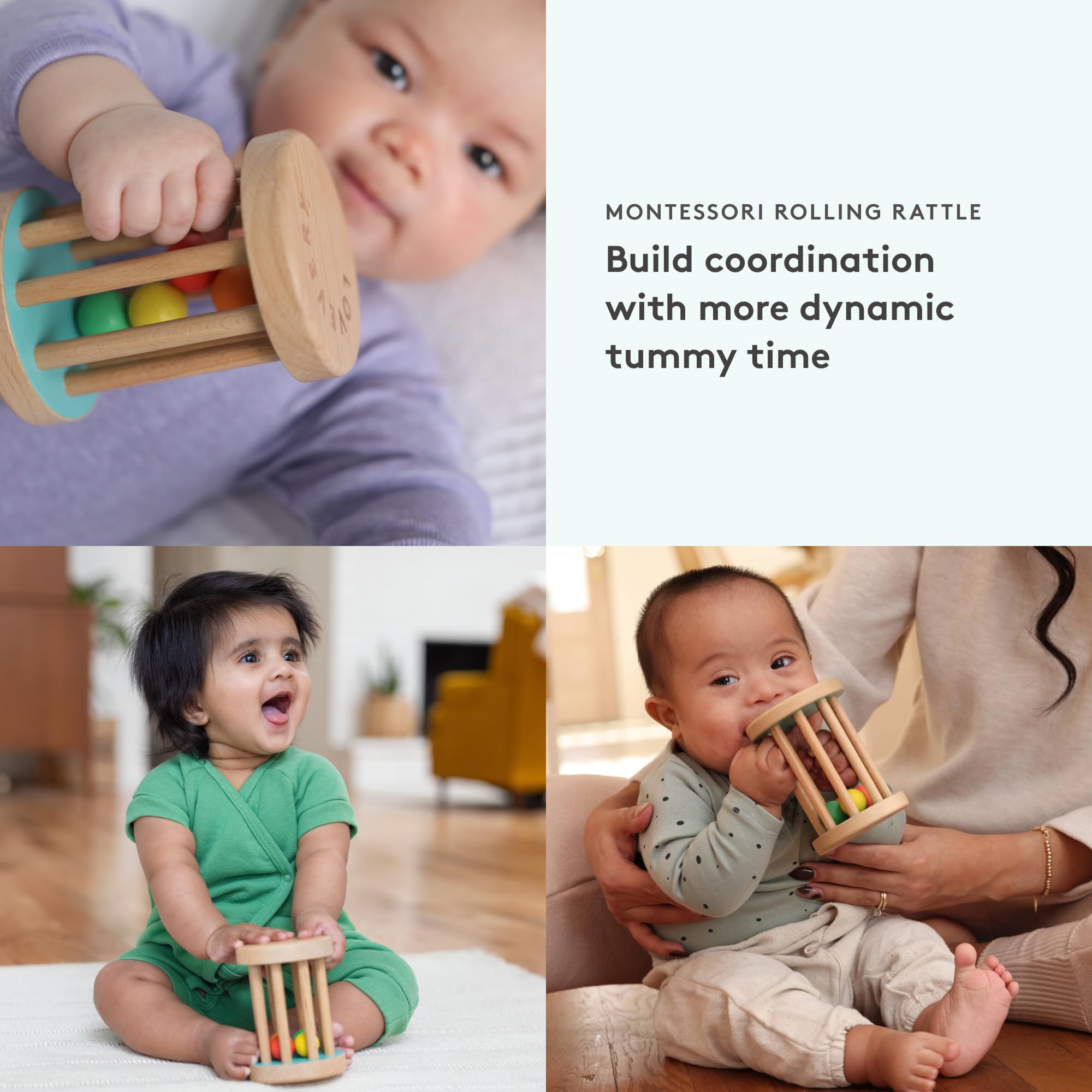 Lovevery, Montessori Rolling Rattle, Baby Rattle Starting at 12 Weeks
