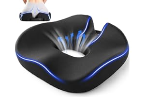 Juuwan Donut Pillow Seat Cushion for Tailbone Pain Relief and Hemorrhoid – Memory Foam Ergonomic Office Chair Cushion for Home, Office, Car, Gaming, Pregnancy,– Comfortable, Breathable, and Washable