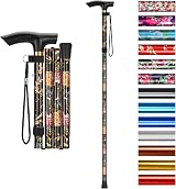 supregear Adjustable Folding Walking Cane Portable Lightweight Black Floral