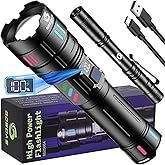 Gosdas Rechargeable Flashlights High Lumens 10000 Long Distance, Single Click 3 Modes, Super Bright LED Flashlight USB C Long Lasting 15H, Powerful Strong Flash Light for Security Hiking Camping