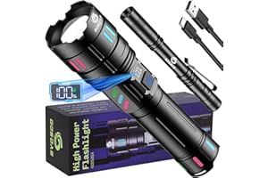 Gosdas Rechargeable Flashlights High Lumens 10000 Long Distance, Single Click 3 Modes, Super Bright LED Flashlight USB C Long Lasting 15H, Powerful Strong Flash Light for Security Hiking Camping