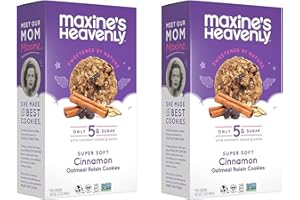 Maxine's Heavenly Cinnamon Oatmeal Raisin Cookies | Gluten Free, Made with Oats, Sweetened with Coconut Sugar & Dates | Tasty Low Sugar Vegan Dessert | 7.2 Ounces Each (2 pack)