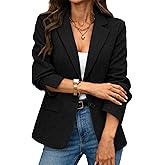ELLEVEN Women’s Herringbone Tweed Blazer – Slim Fit Business Casual Work Jacket with Flap Pockets, Long Sleeve