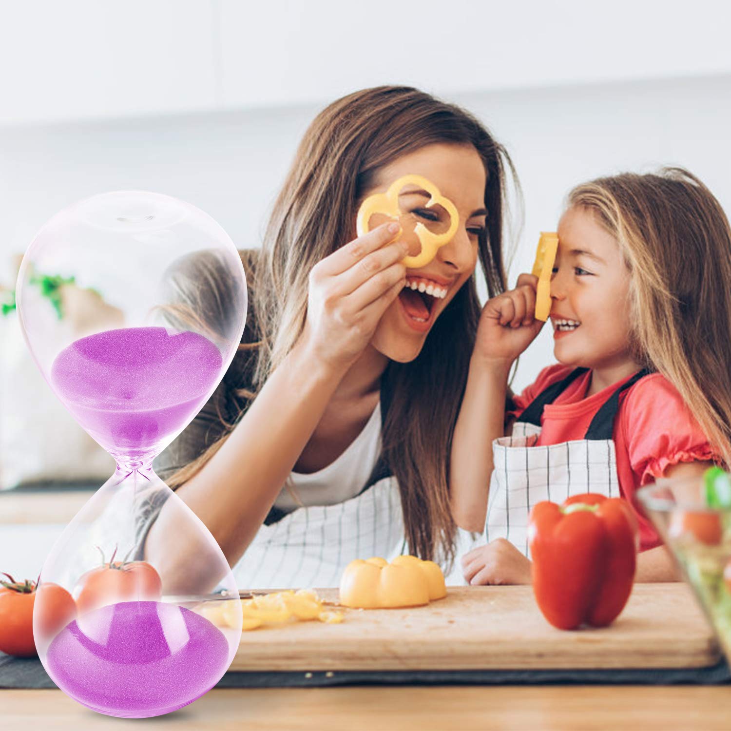 Hourglass Sand Timer, 7.8 INCH Glass Sandglass Hourglass Timer 30 Minutes for Home Office Desk Coffee Table Decor Holiday Gift