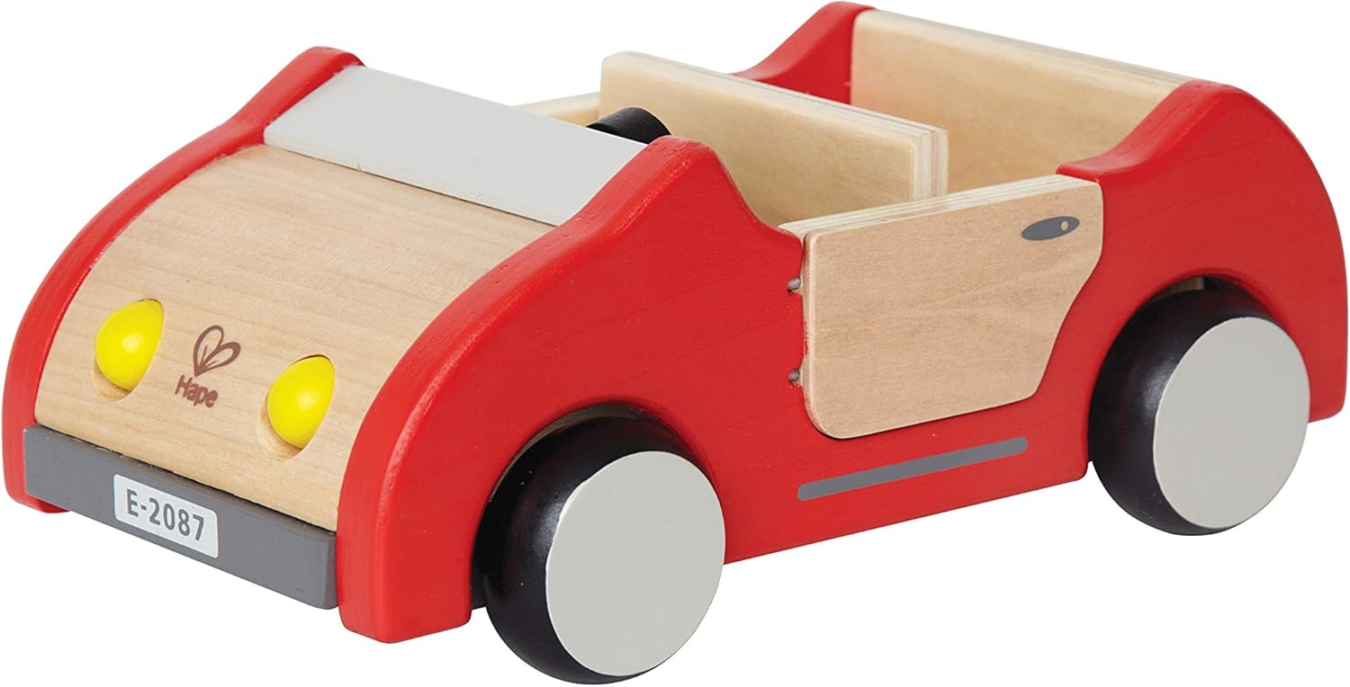 Hape Wooden Doll House Furniture Family Car Play Set, Doll Accessories
