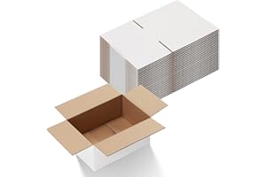 Calenzana 9x6x4 Shipping Boxes Set of 25, Corrugated Cardboard Box for Packing Mailing Gifts, White