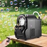Moka Intelligent Fuel-efficient Bubble Machine with Remote Control &amp; Battery Option - 5M Bubble Range,Continuous Operation for Halloween Party Christmas Holiday Events (Bubble)