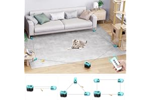 AsFrost Interactive Cat Toys for Indoor Cats, Cat Feather Toy for Bored Cats Kitten Play Chase Run Exercise, Automatic/Remote Control Cat Treadmill, DIY Cat Hunting String Moving Mouse Toys