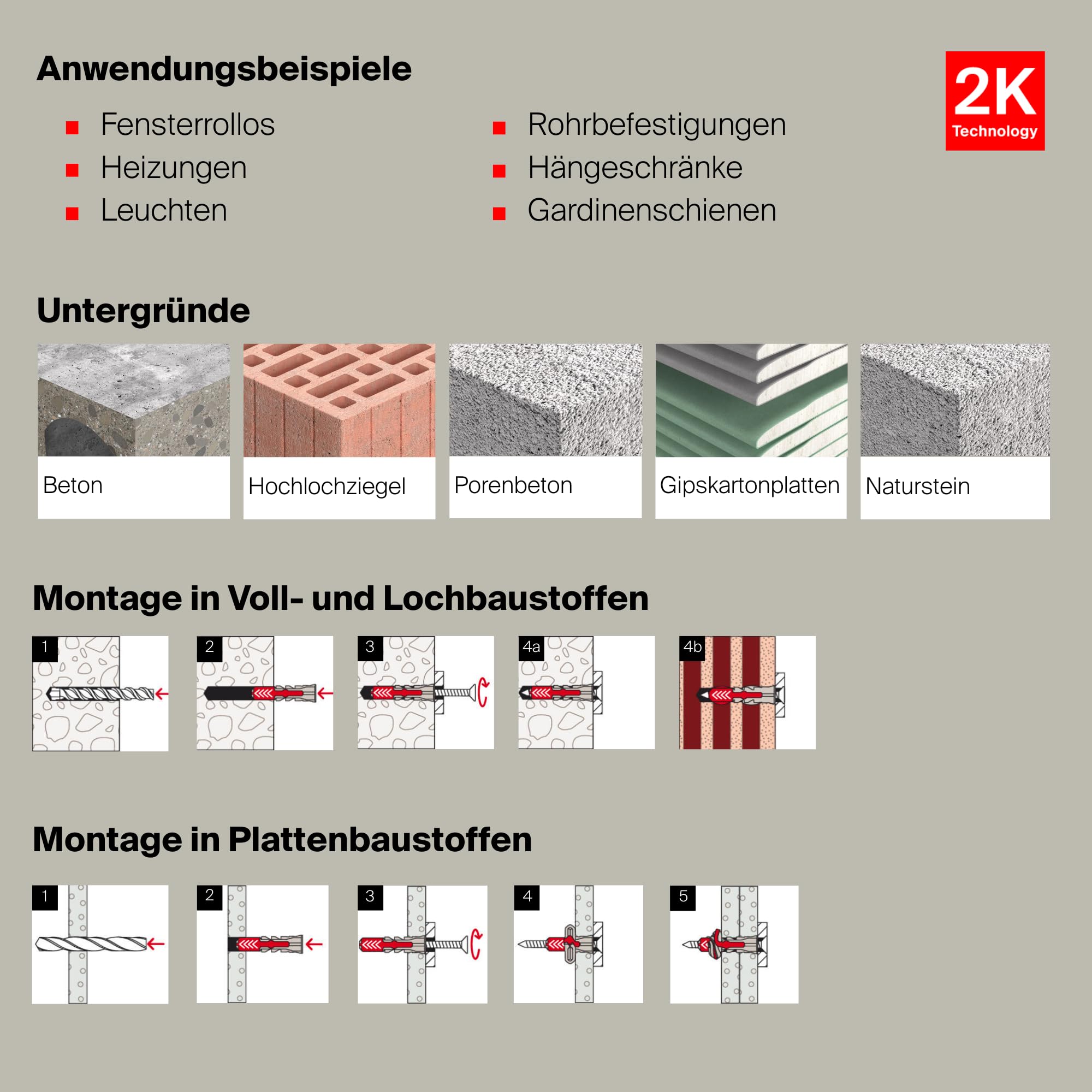 fischer DuoPower 5 x 25 S, Universaldübel mit Sicherheitsschraube, 2-Komponenten-Dübel, Kunststoffdübel zur Befestigung in Beton, Ziegeln, Stein, Gipskarton uvm., 50 Dübel + 50 Schrauben 6