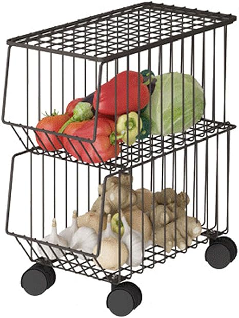 YANGYAYA Metal Cesta De Alambre,Soporte De Cesta De Frutas con Ruedas Y