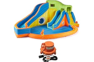 Banzai Inflatable Backyard Water Slide Pipeline Twist Kiddie Pool, Ages 5-12, Blue/Orange