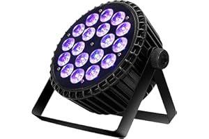 SHEHDS LED Stage Par Lights LED 18X18W DJ Stage Lights RGBWA+UV 6in1 Wash/Strobe Effect DMX512 Control Sound Activated Aluminum Alloy Shell Uplighting Lights for Concerts Family Party-1 Pack