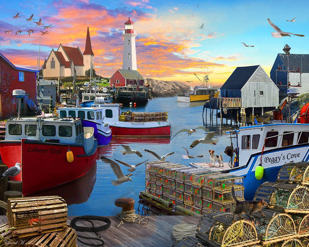 Vermont Christmas Company Fishing Cove Jigsaw Puzzle 1000 Piece 30" x 24" - Large Interlocking Pieces - Unique, Randomly Shaped Piece - Puzzle for Adults