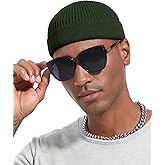 PHILIGHTS Short Fisherman Beanie for Men Women, Wool Knit Cuff Warm Winter Hats, Trawler Beanie Watch Caps Soft Skullcap