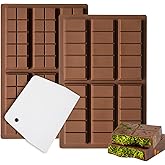 Zivcaer 2 Pack Chocolate Bar Mold Deep for Stuffed Bar, Non-Stick Thick Chocolate Molds, Silicone Chocolate Candy Molds for Knafeh Pistachio Chocolate Bar, Candy, DIY Handmade Gifts (5 Snap+10 Snap)