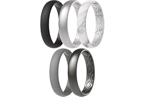 ThunderFit Women Breathable Silicone Promise Rings For Her Wedding Bands - 4mm Wide, 1.5mm Thick, Variety Multipack 1/2/3/4/8