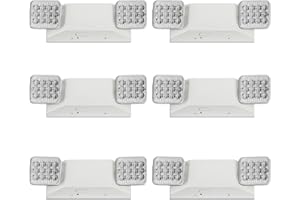 Fyngntny 6 Pack LED Emergency Lights with Battery Backup, Dual Head Emergency Lighting Fixtures, Business & Power Outage, 120-277V AC, White, 180Mins