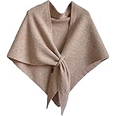 Pashmina Shawl Wraps for Women Fleece Knitted Cape Triangle Scarf Shawl with Loop Winter Gift