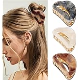 Tihebax Hair Clip, 3Pcs Medium Claw Clips for Women's Hair, Tortoise Shell Hair Clips for Women, Thin Hair, Non Slip, Multi-color, Widely Occasion, Fashion Design, Accessory