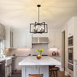 6-Light Black Chandelier, Farmhouse Dining Room