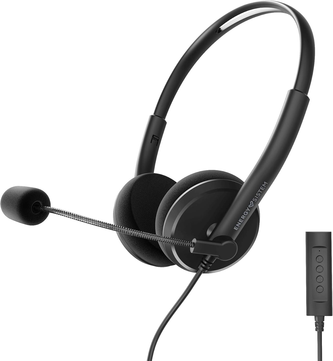 Energy Sistem Unitalla Office 2+ Headset, Volume Control, Microphone with Retractable Arm Black