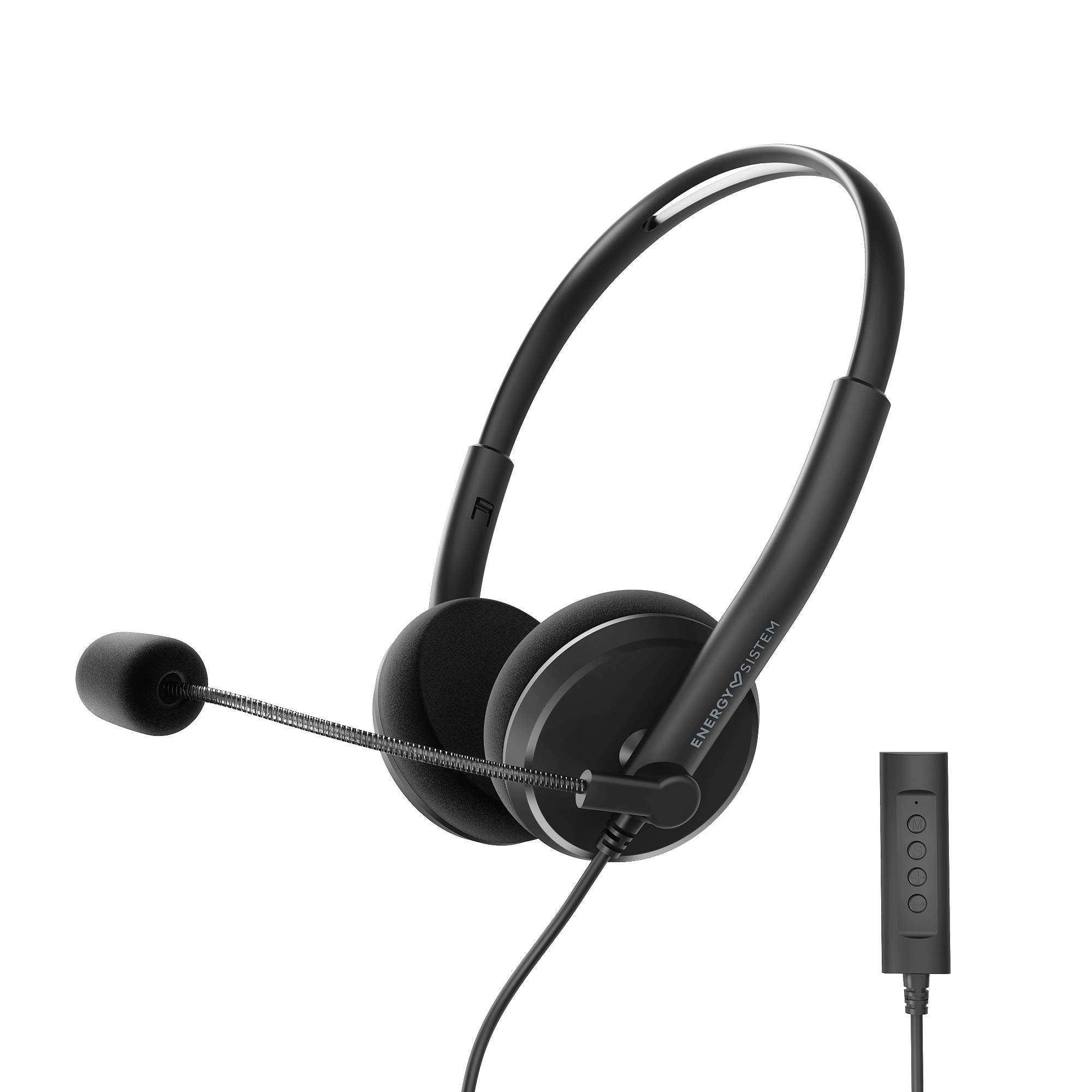 Energy Sistem Unitalla Office 2+ Headset, Volume Control, Microphone with Retractable Arm Black