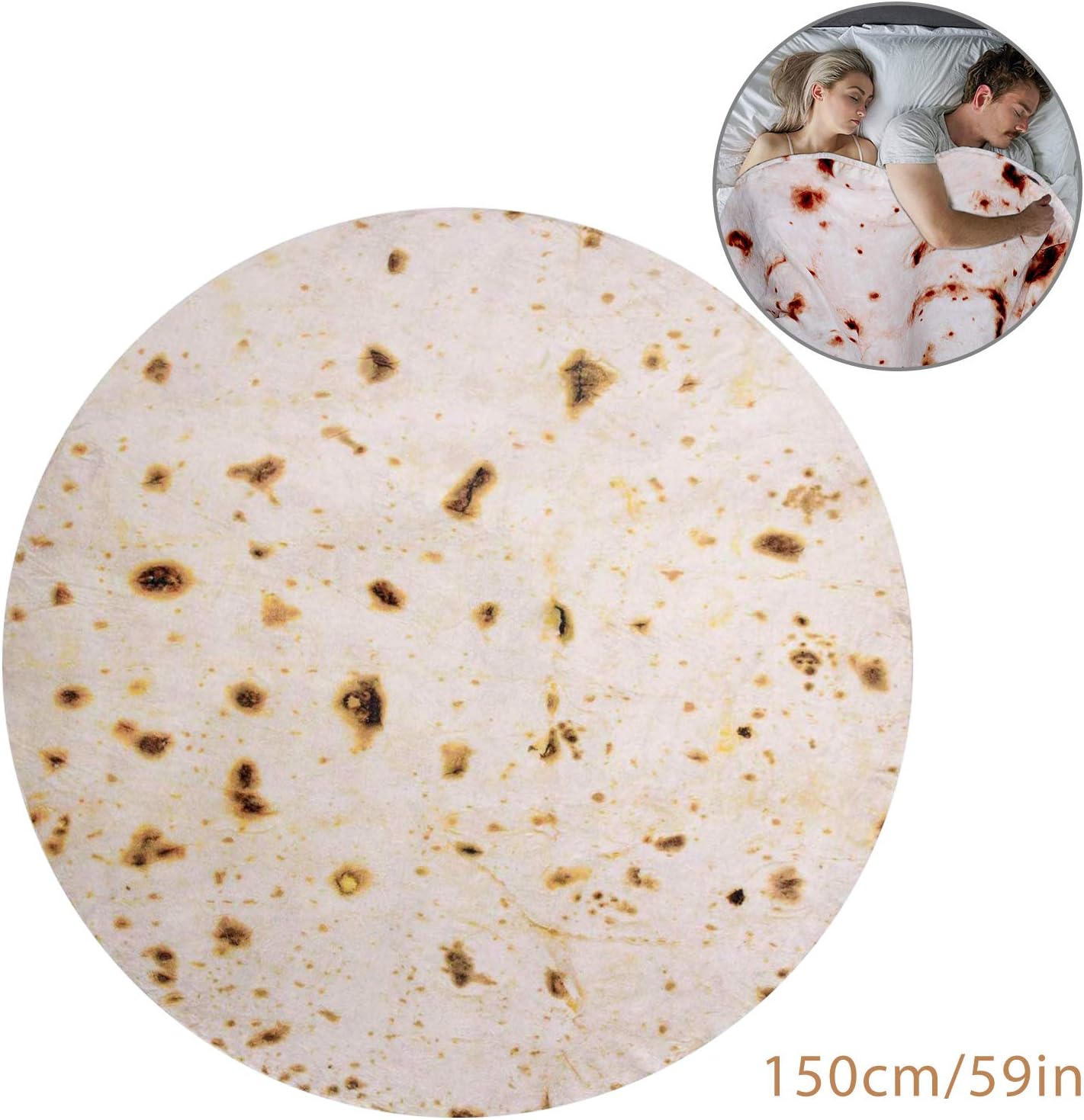 Burrito Blanket, Giant Flour Tortilla Throw Blanket, Novelty Tortilla