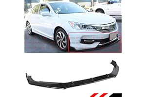 CUZTOM TUNING JDM GT Style Glossy Black Front Bumper Lip Spoiler Splitter Compatible with 2016-2017 Honda Accord Model