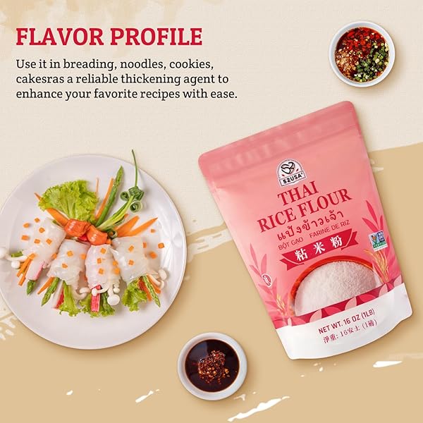 52USA THAI RICE FLOUR 16 OUNCE (BASIC), 1 POUND (PACK OF 1), RICE FLOUR FOR BAKING OR COOKING, PRODUCT OF THAILAND, ALL NATURAL WHITE RICE FLOUR, VEGAN
