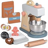 Play Kitchen Accessories Wooden Mixer Set Pretend Play Food Sets for Kids Role Play Toys for Girls and Boys (Mixer Set)