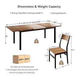 iPormis 7-Piece Dining Table Set with 6