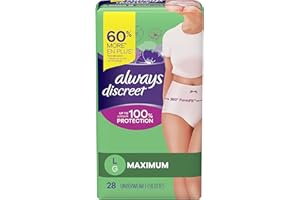 Always Discreet, Incontinence & Postpartum Underwear for Women, Maximum, Large, 28 Count