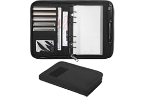 Kosibate Tactical Notebook Padfolio Ring Binders with 45 Sheets,Army Military Notebook Portfolio Binder with Zipper for Tactical Gear and Organizer, Refillable 6-Ring Binder(Black,5.5'' x 8.5'')