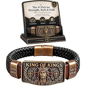 QBRNVKF Jesus Bracelets for Men King of Kings Faith Bracelet Adjustable Christian Wristband Gift Handmade Christ Religious Ul
