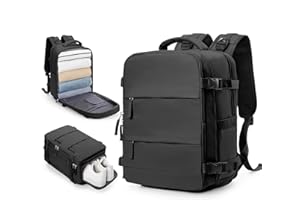 WEPADRE Black Travel Backpack Carry on Flight Approved Carry on Backpack for Airplanes Personal Item Travel Bag 18x14x8 Inches Traveling Backpack for Men Women Airback Backpack for Travel Mochila de Viaje