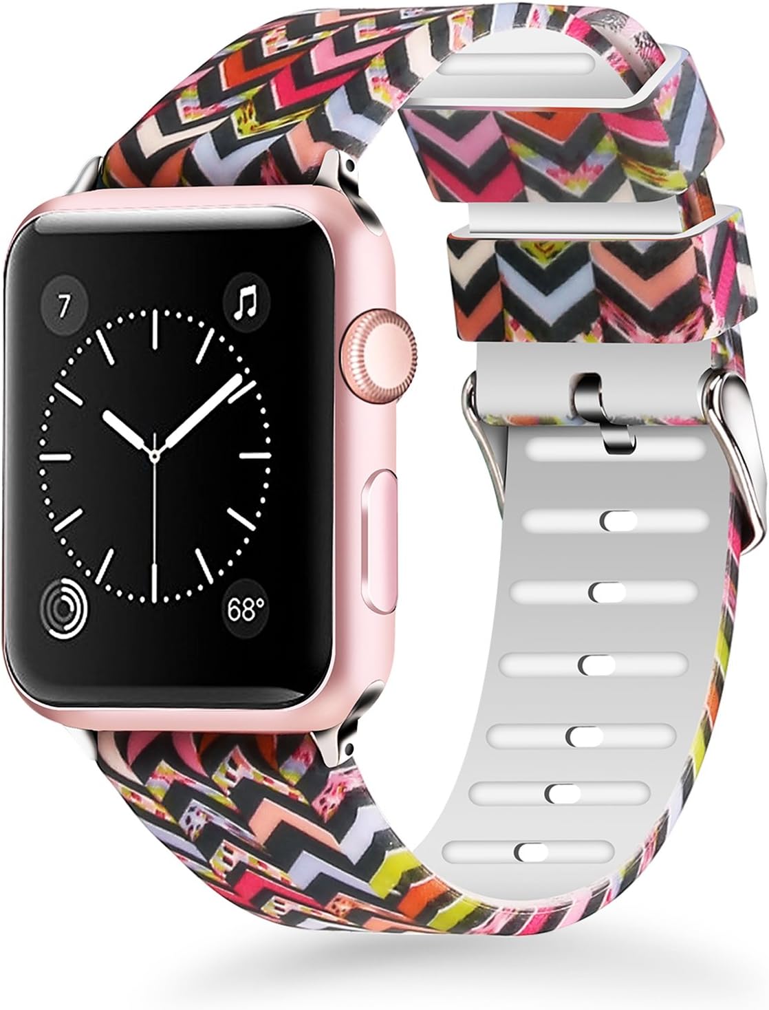 Lwsengme Compatible with Apple Watch Band 38mm 40mm 42mm 44mm, Soft Silicone Replacment Sport Bands Compatible with iWatch Series 5,Series 4,Series 3,Series 2,Series 1 (Flower-10, 42MM/44MM)