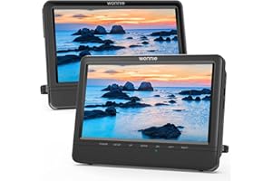 WONNIE 10.5 Portable Dual Car DVD Players with Two Mounting Brackets, 1024x600 LCD Screen, Support USB/SD Card, Built-in Rech